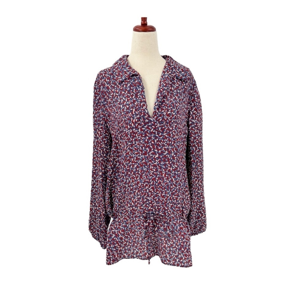 Tory Burch Silk‎ Blend Patterned Long Sleeve Blouse Size 8